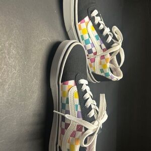 Vans Kids' Black and Multicolor Checkered Sneakers